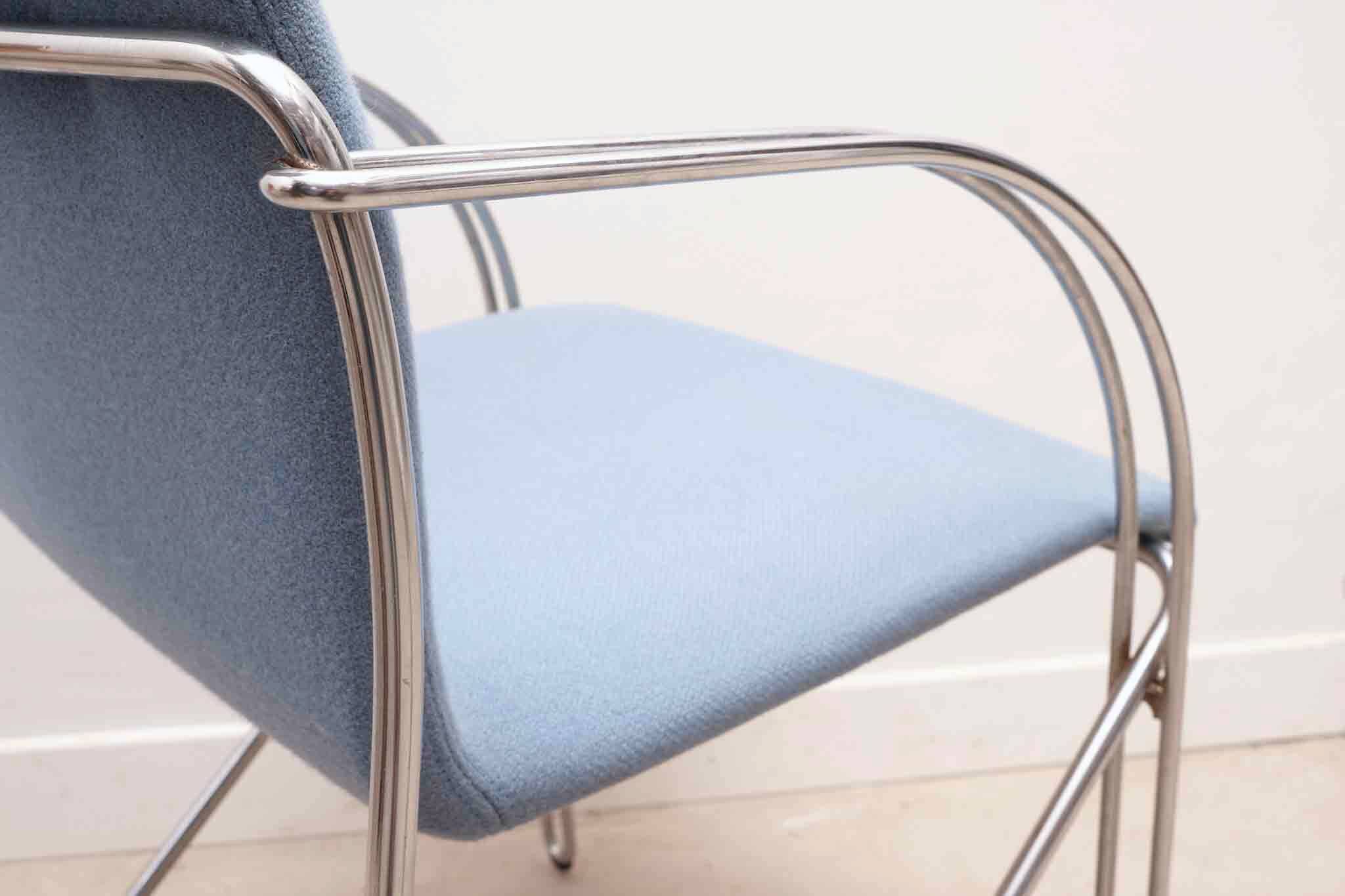 Blue and chrome 'Neon Light' armchair by Alfred Homann