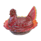 Poule en verre orangé sucrier