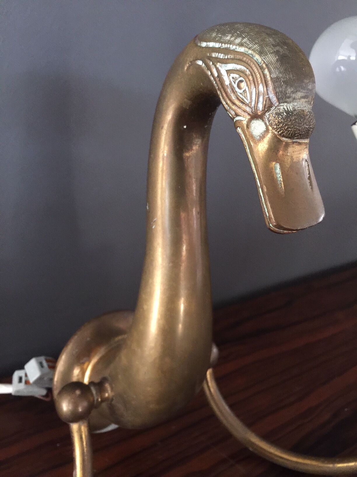 Pair d swans solid brass wall light
