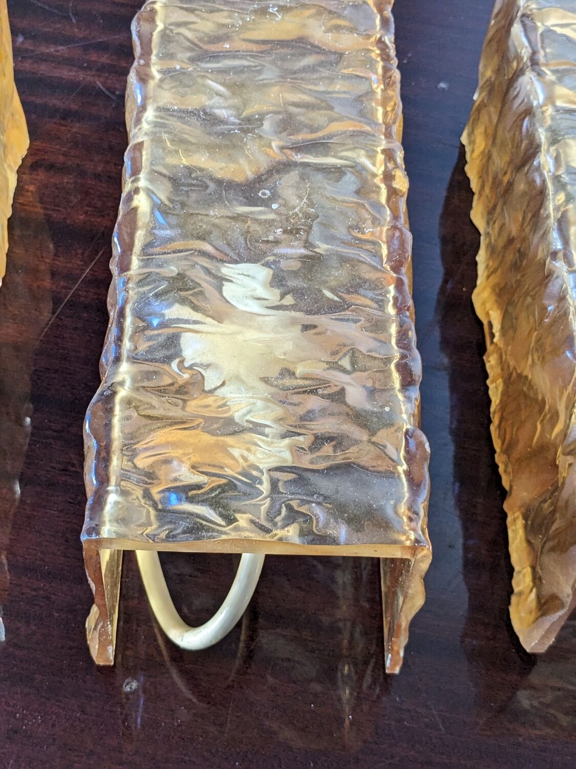 3 champagne-colored resin wall lights 1960 France