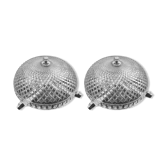 Pair of chrome metal and diamond-tipped glass ceiling lights, 1940s