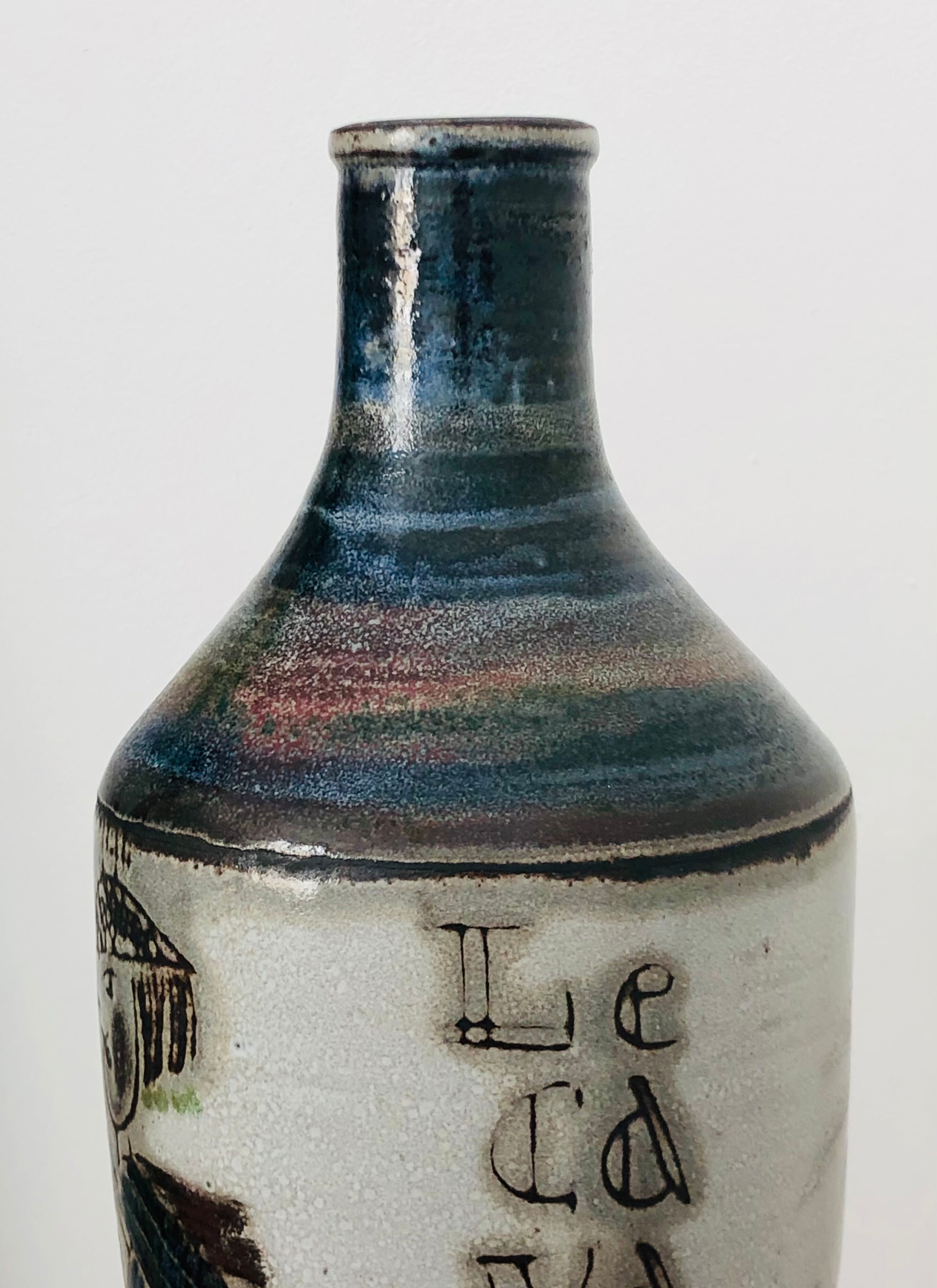 Vase en céramique "Le cavalier" de Raymonde Leduc, France années 60