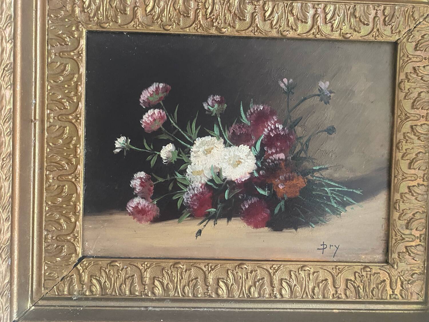 Oil on wooden panel framed, signed old