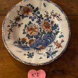 Set of 9 plates (hollow and flat) GIEN - Rooster and peonies - Late nineteenth / early twentieth century