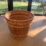 Vintage braided wicker pot cover