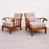 Mid-Century Lounge Armchairs in Solid Cherry Wood, Austria 1940s
