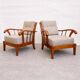 Paire de fauteuils en bois de cerisier massif, Autriche années 1940
