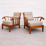 Pair of solid cherry wood armchairs, Austria 1940s