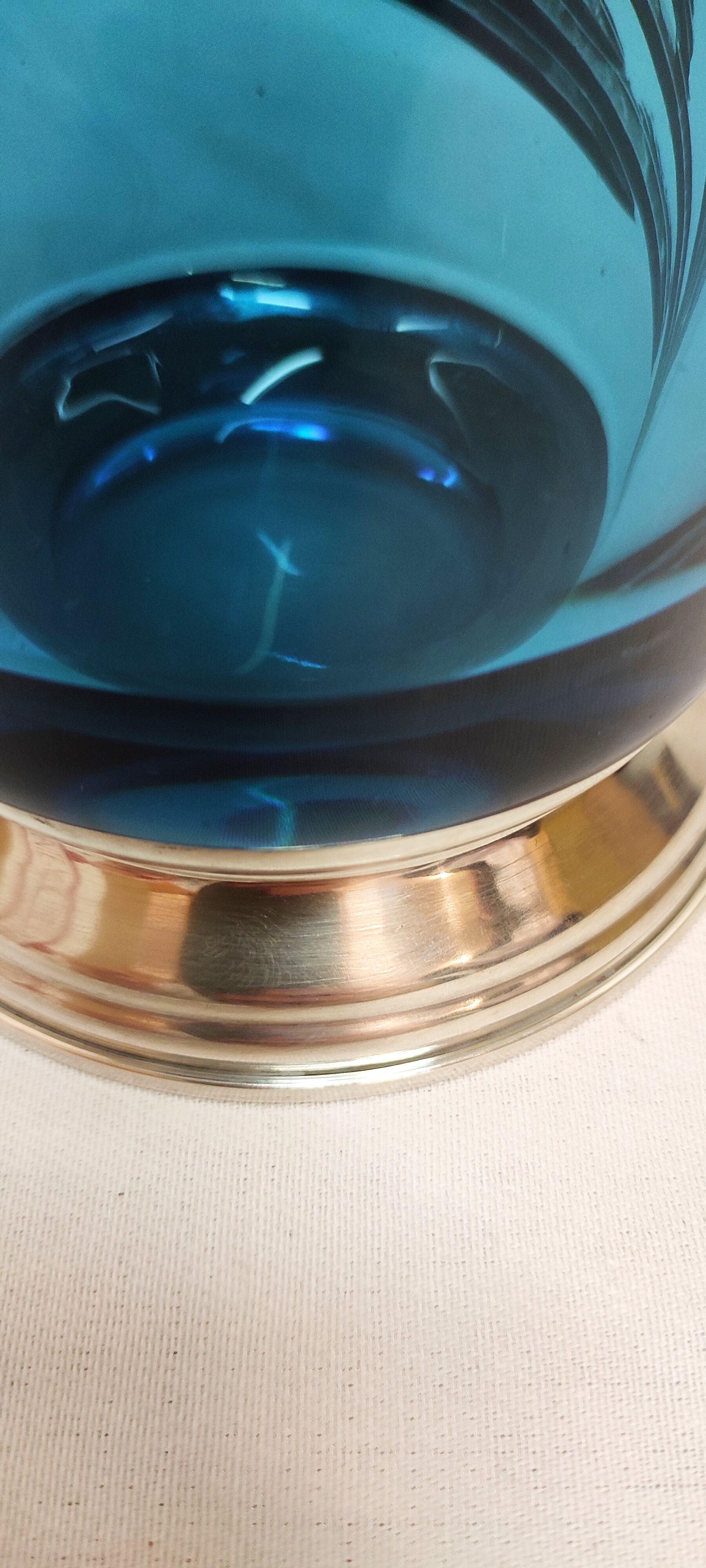 Blue and silver crystal vase. France 1950s.