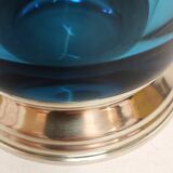 Blue and silver crystal vase. France 1950s.