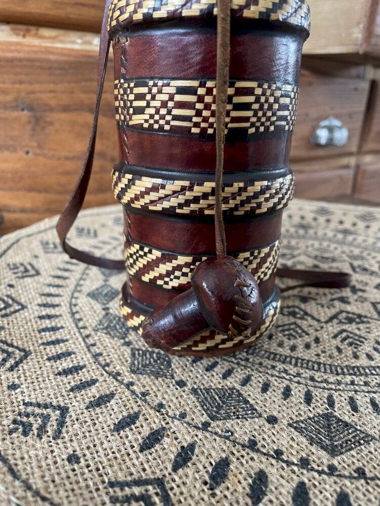 Leather-covered bottle