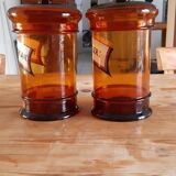 Pair of brown glass pharmacy jars
