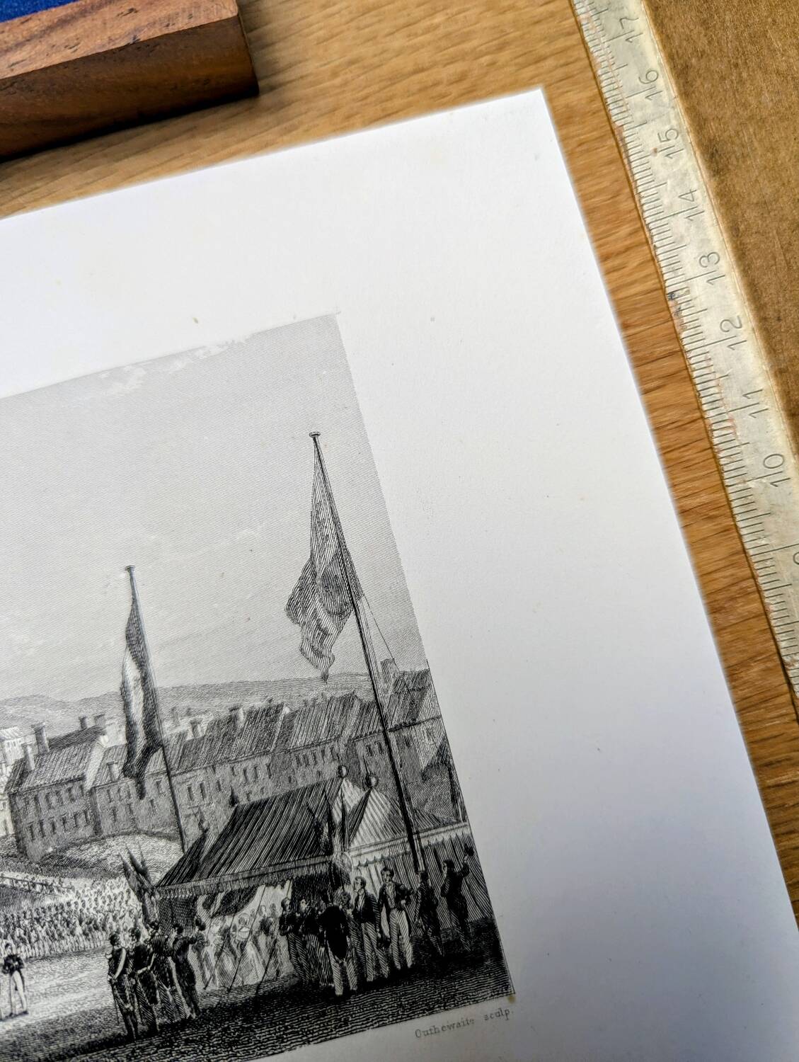 Vintage engraving of Le Tréport, Normandy. Printed in 1844.