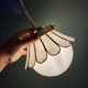 Globe pendant light and vintage lampshade in opaline and mother-of-pearl