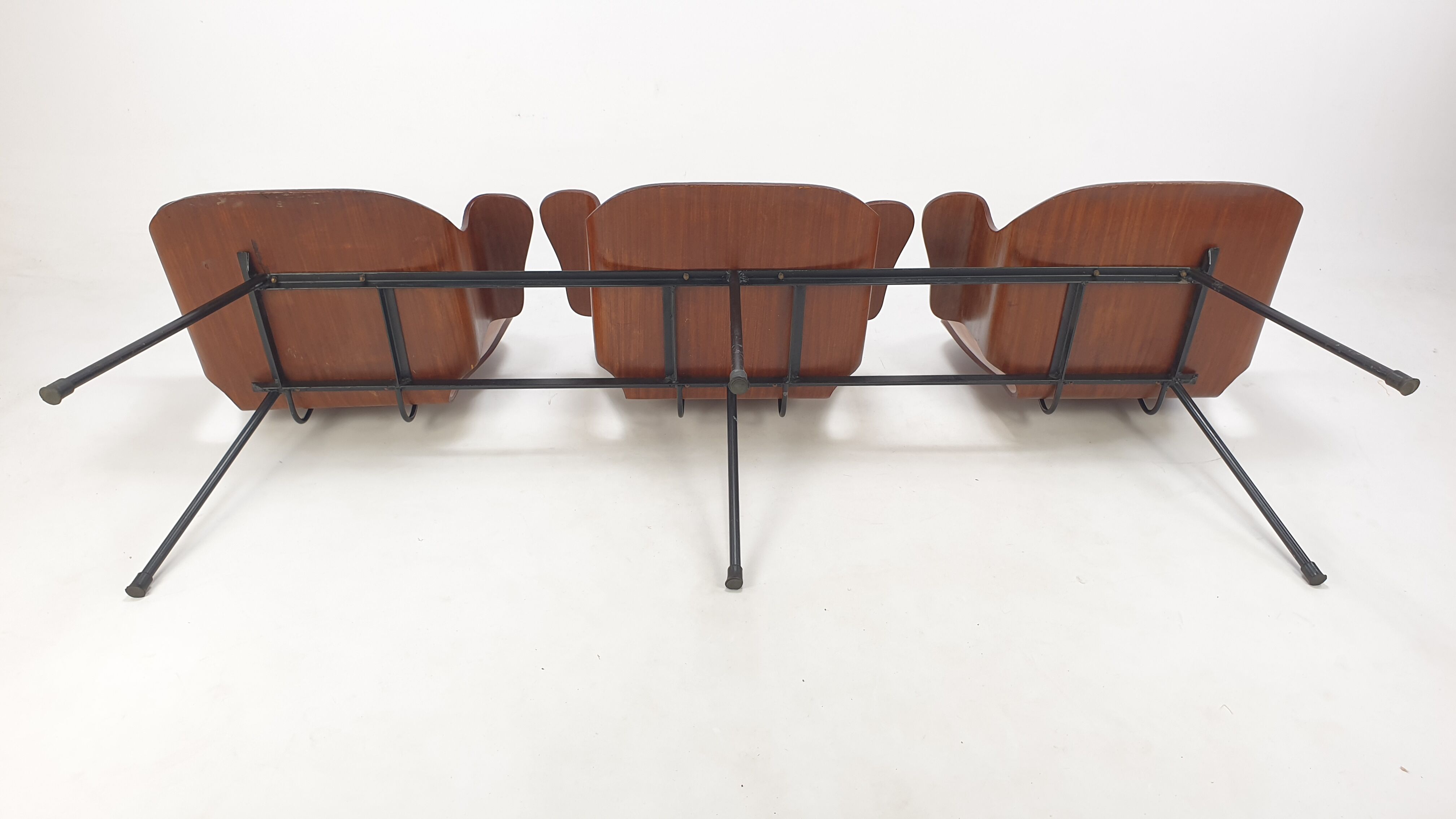 Mid Century Italian 3-seat Bench by Carlo Ratti, 50's