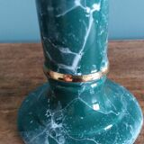 Bougeoir colonne en céramique effet marbre vert et or