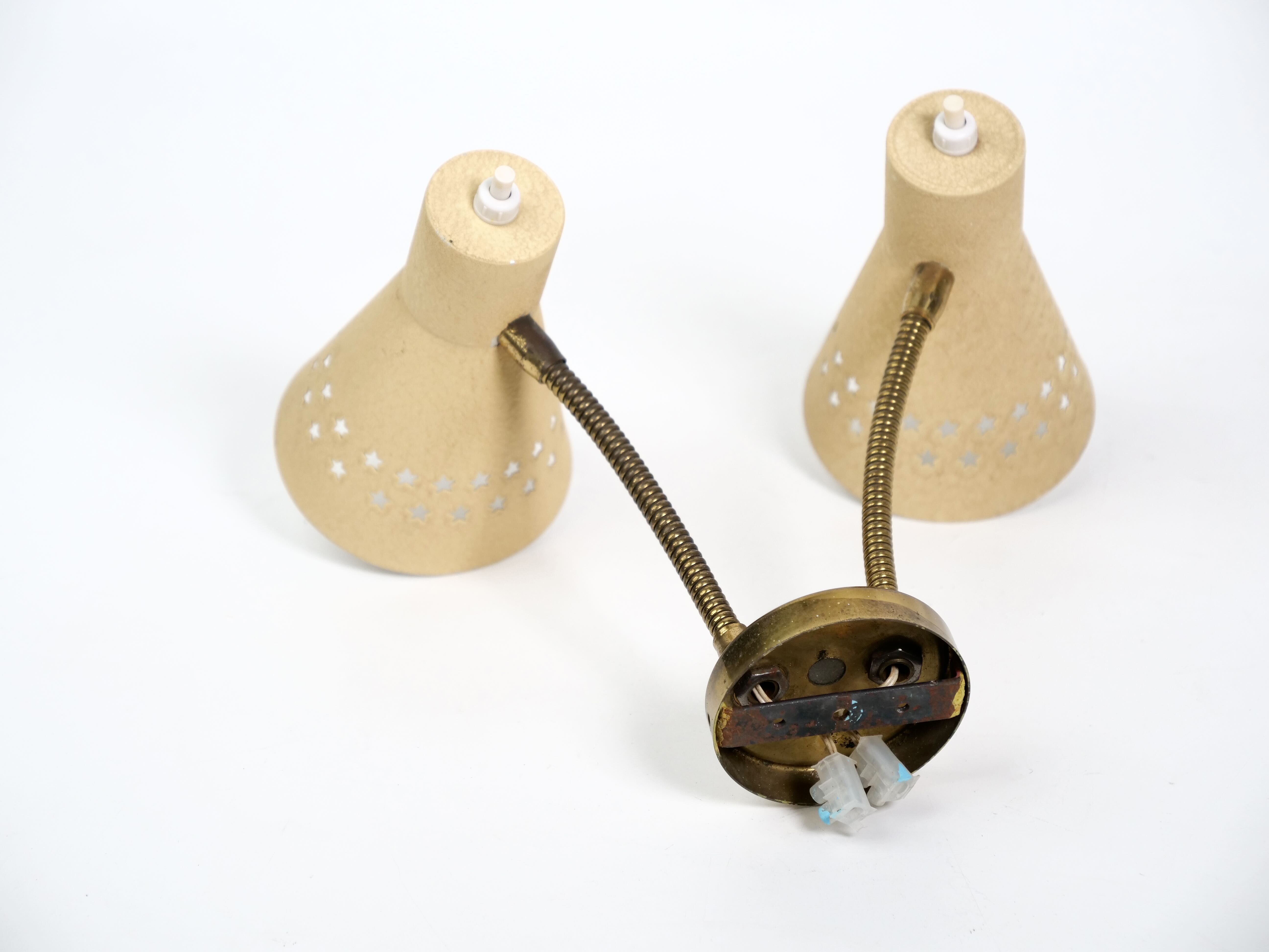 Italian wall lamp double flexible 1950