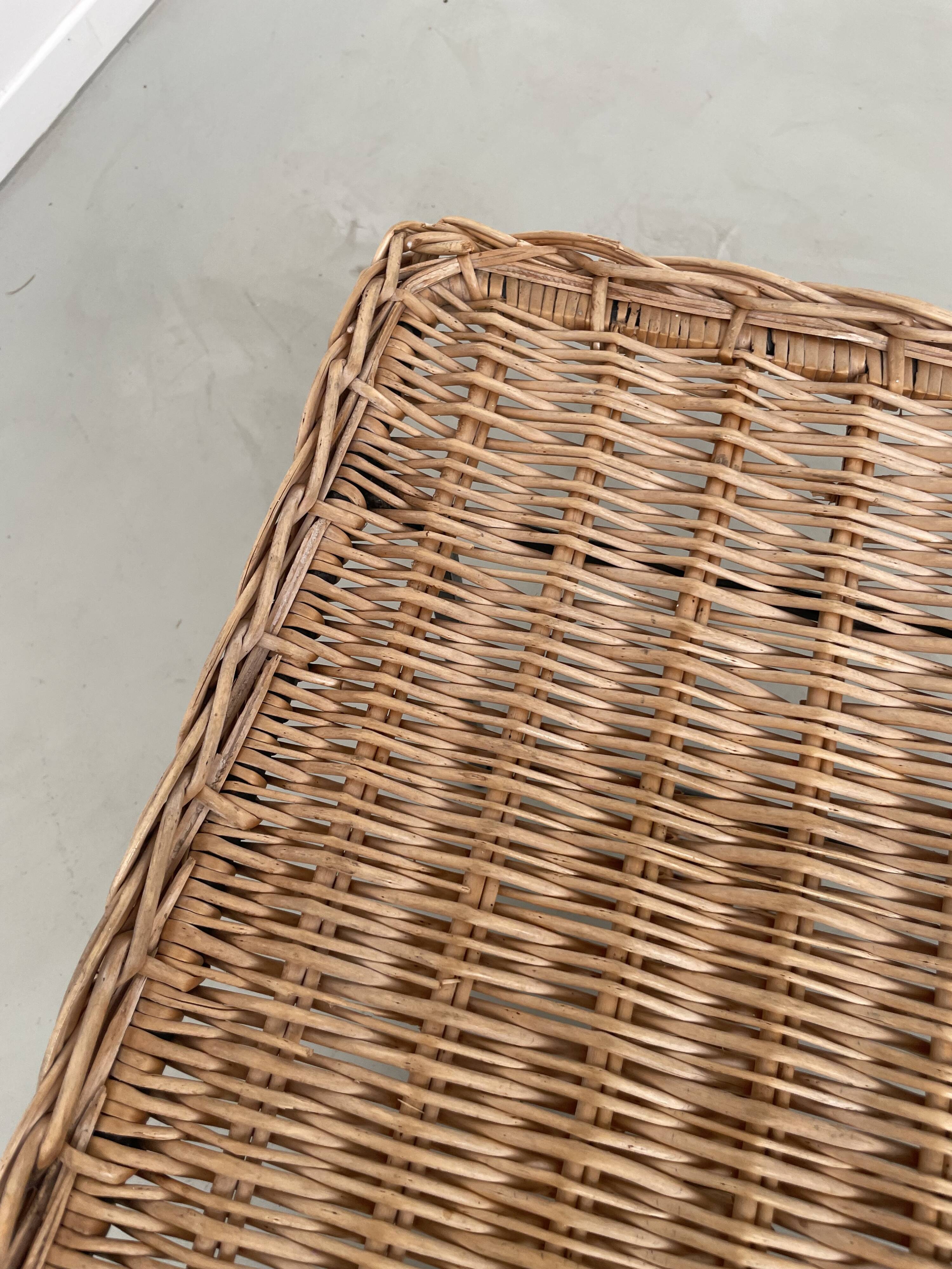 Woven wicker and metal coffee table 1960