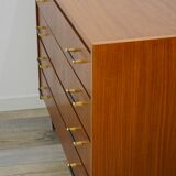 60s teak and brass chest of drawers