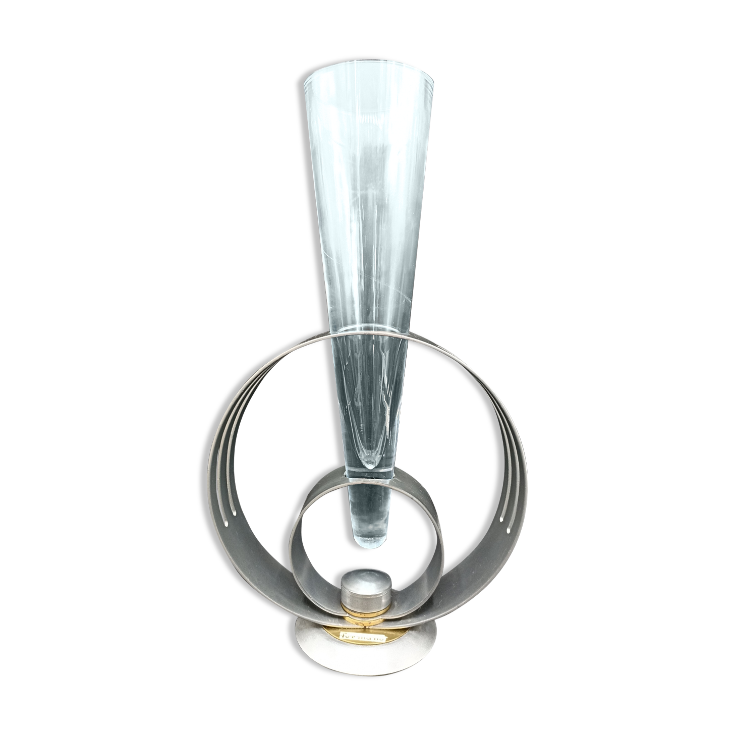 Formano 80s cornet vase - Metal and Glass
