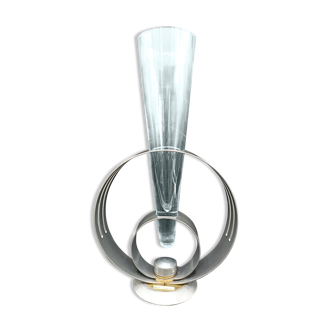 Vase cornet Formano années 80 - Métal et Verre