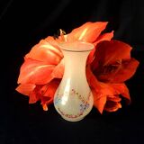 Small soliflore vase in white opaline with floral decor