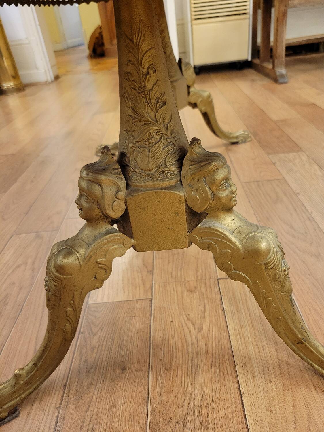 Coffee table in gilded bronze and marble