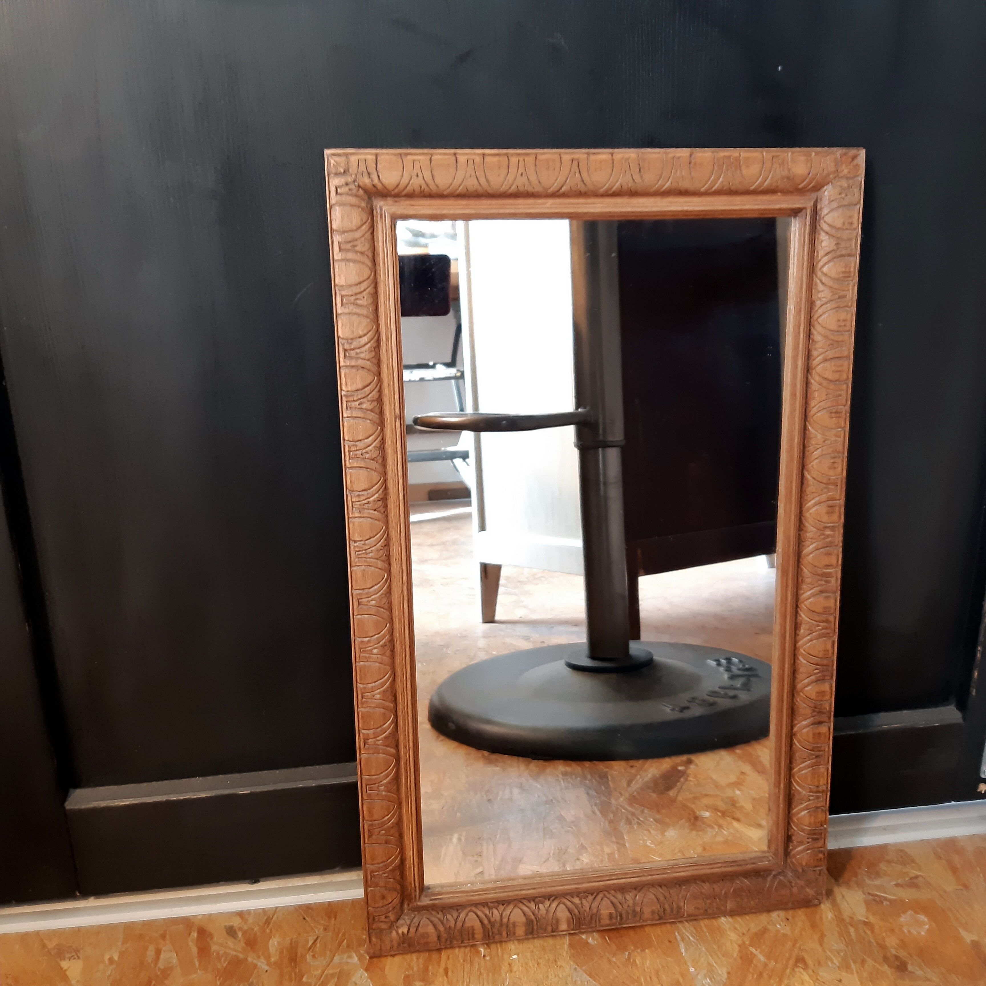 Long rectangular natural wood mirror 30x47cm