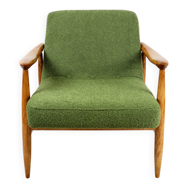 Fauteuil vintage GFM 300-202 design J.Kedziorek Loft années 70 boucle verte - 2 pièces disponibles