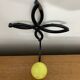 Old Black Wrought Iron Wall Hook + Yellow Plastic Ball 70's Vintage