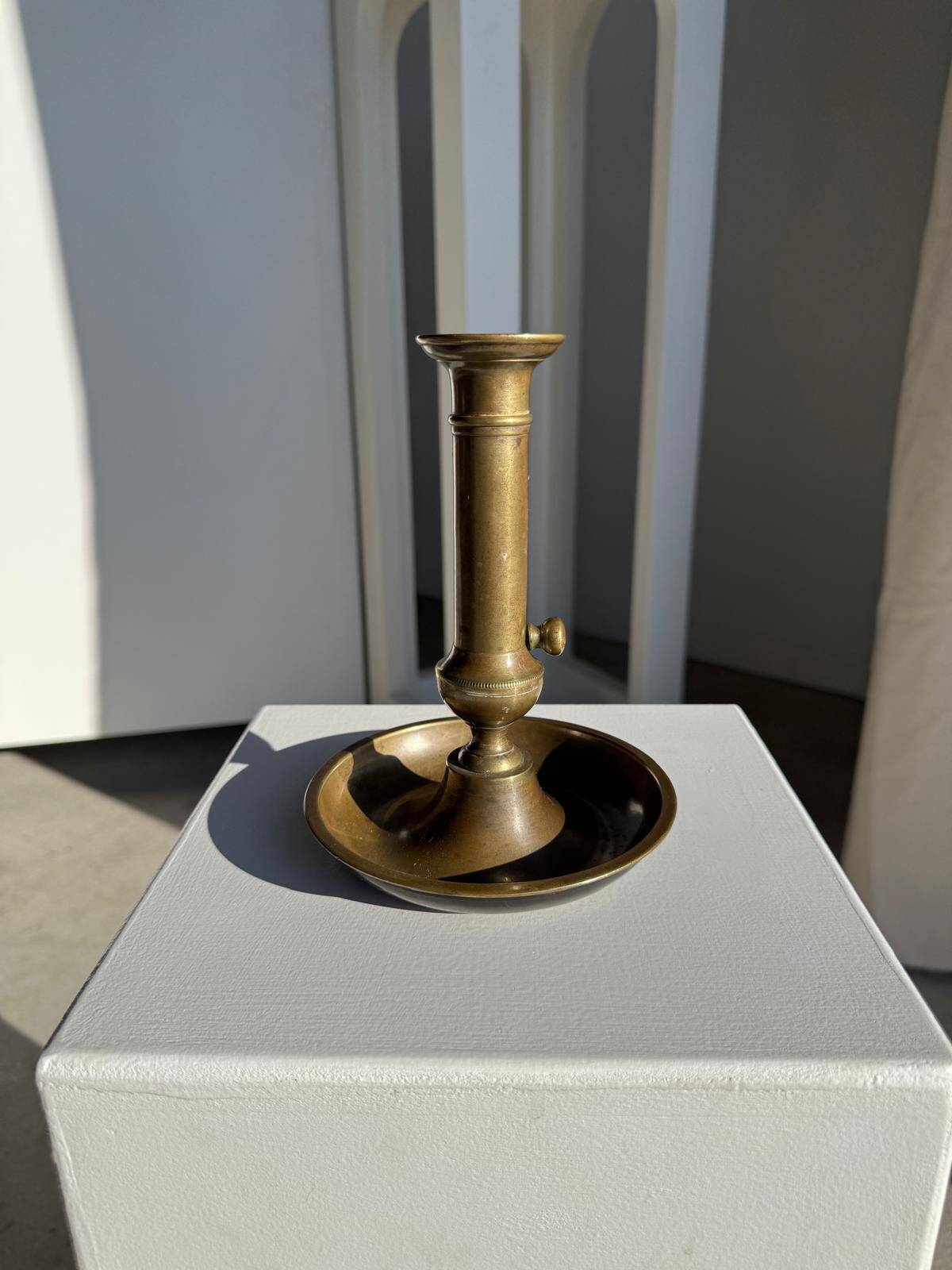 Large adjustable antique gold candlestick H20 D10