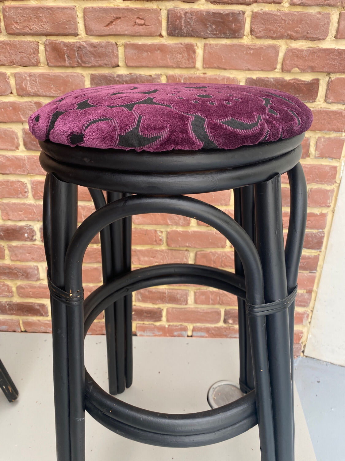 Pair of black rattan stool