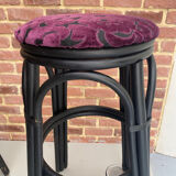 Paire de tabouret rotin noir
