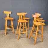Brutalist 1960s bar stools, set of 6.