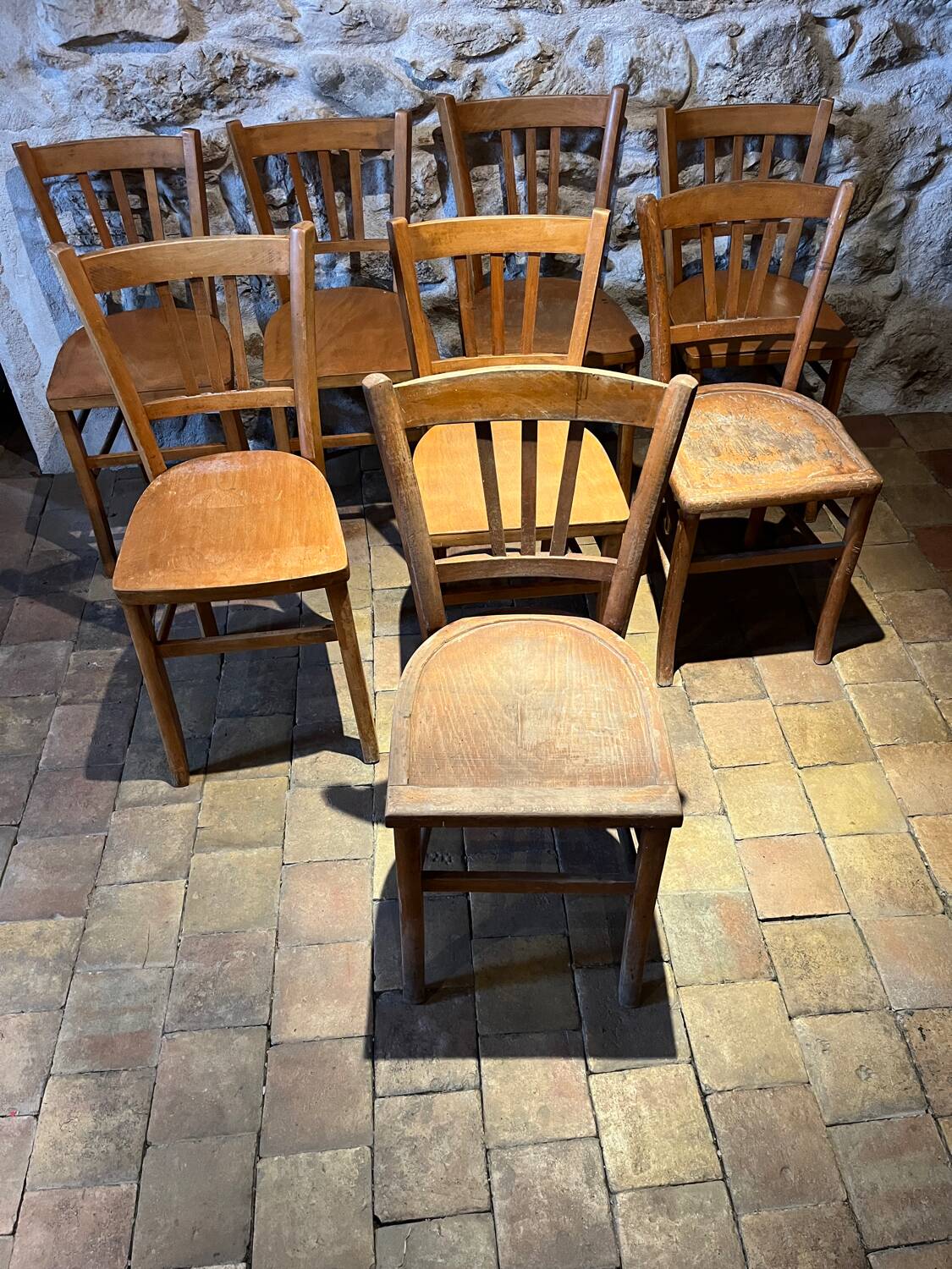 Lot de 8 chaises bistrot 1950