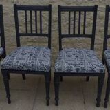 4 Chaises de style Louis XVI de couleur noir effet vieillies , Totalement relookée