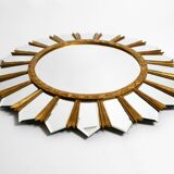 Large gilded Italian XXL Regency Sunburst Wall Mirror | diameter 93 cm