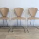 Set of 3 Linda chairs by Arrben – beige faux leather and chrome steel – 1980s