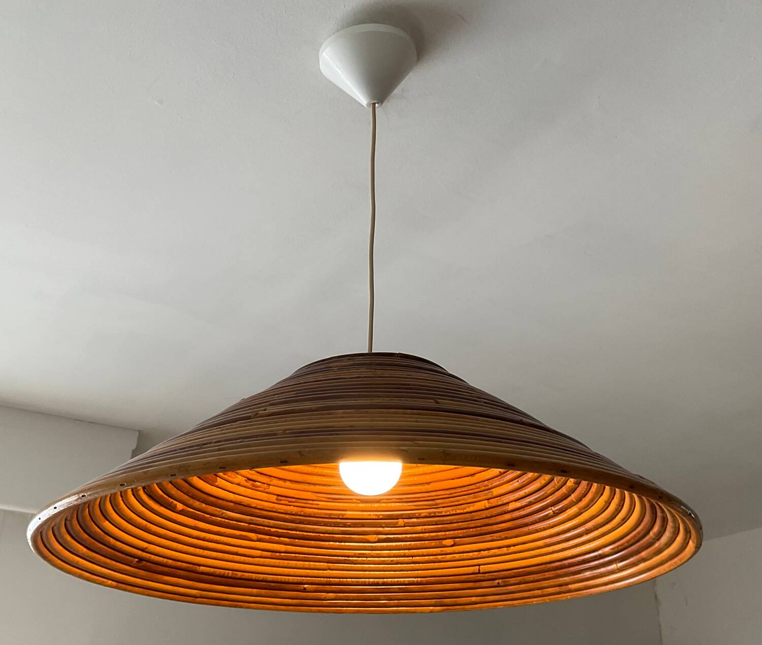 Large rattan pendant light from the 60s-70s
