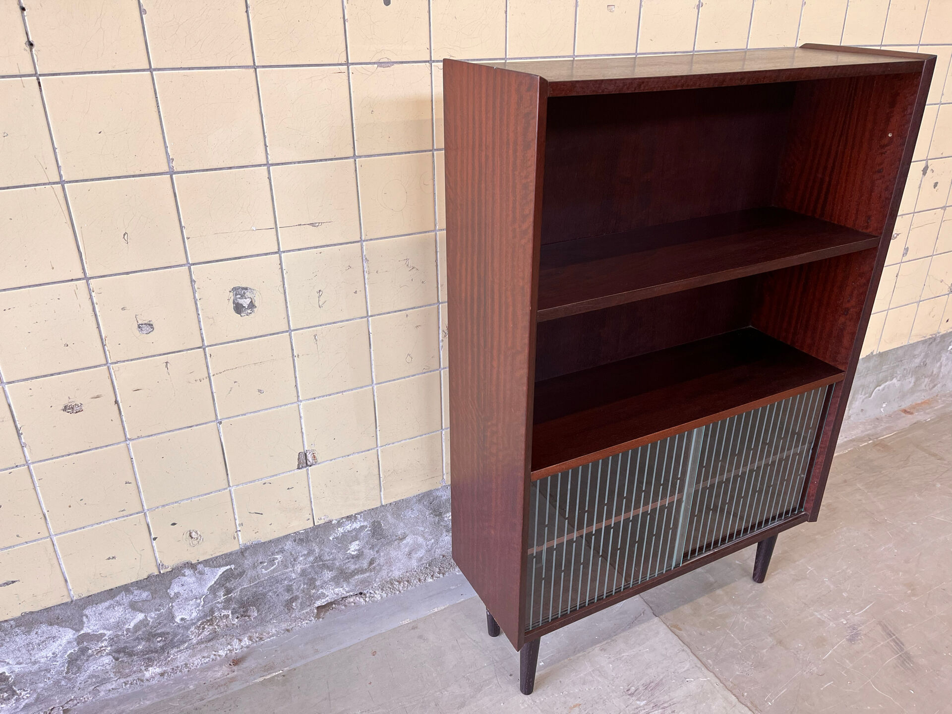 Danish bookcase with glass display