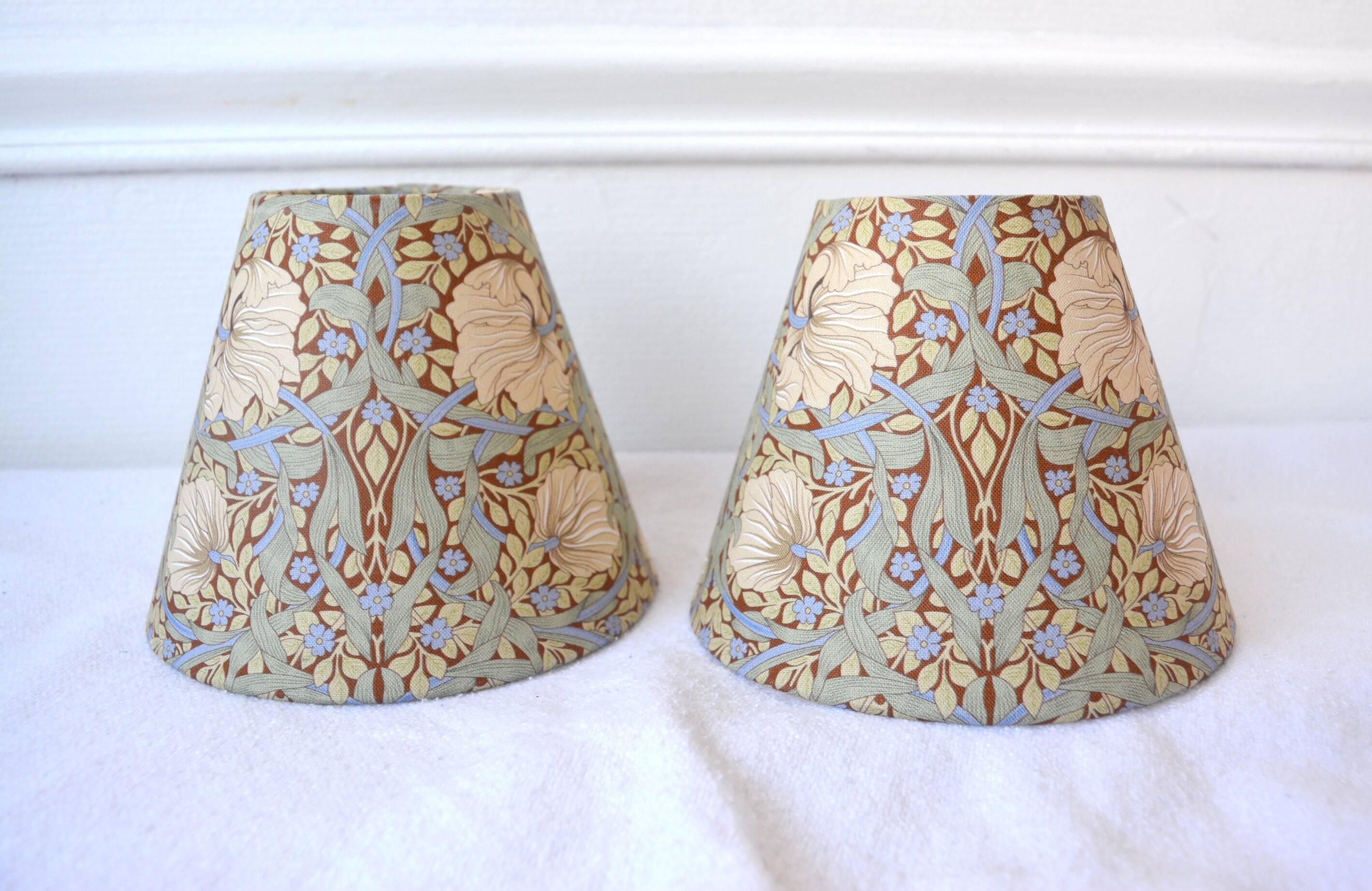 2 Art Nouveau lampshades with green flowers