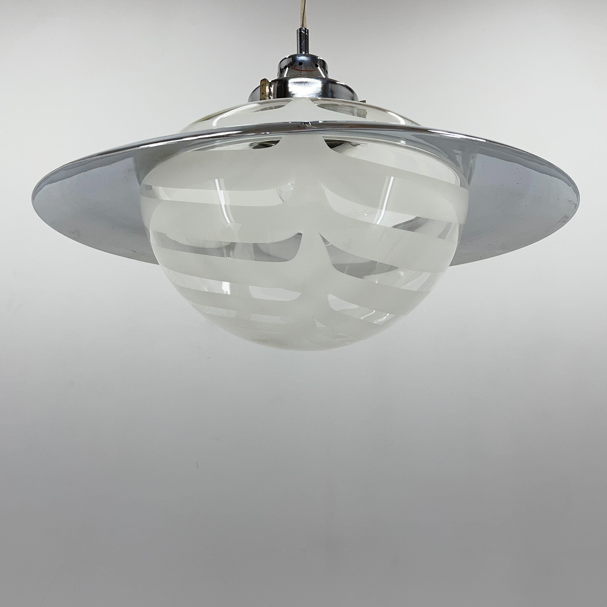 1970's italian murano glass and chrome pendant 'saturn'