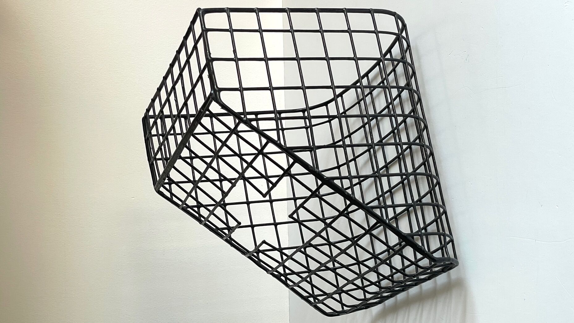 Wall basket steel wire storage vintage