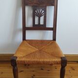 Armchair, low carved chair from the 19th century - decorated with wheat ears.