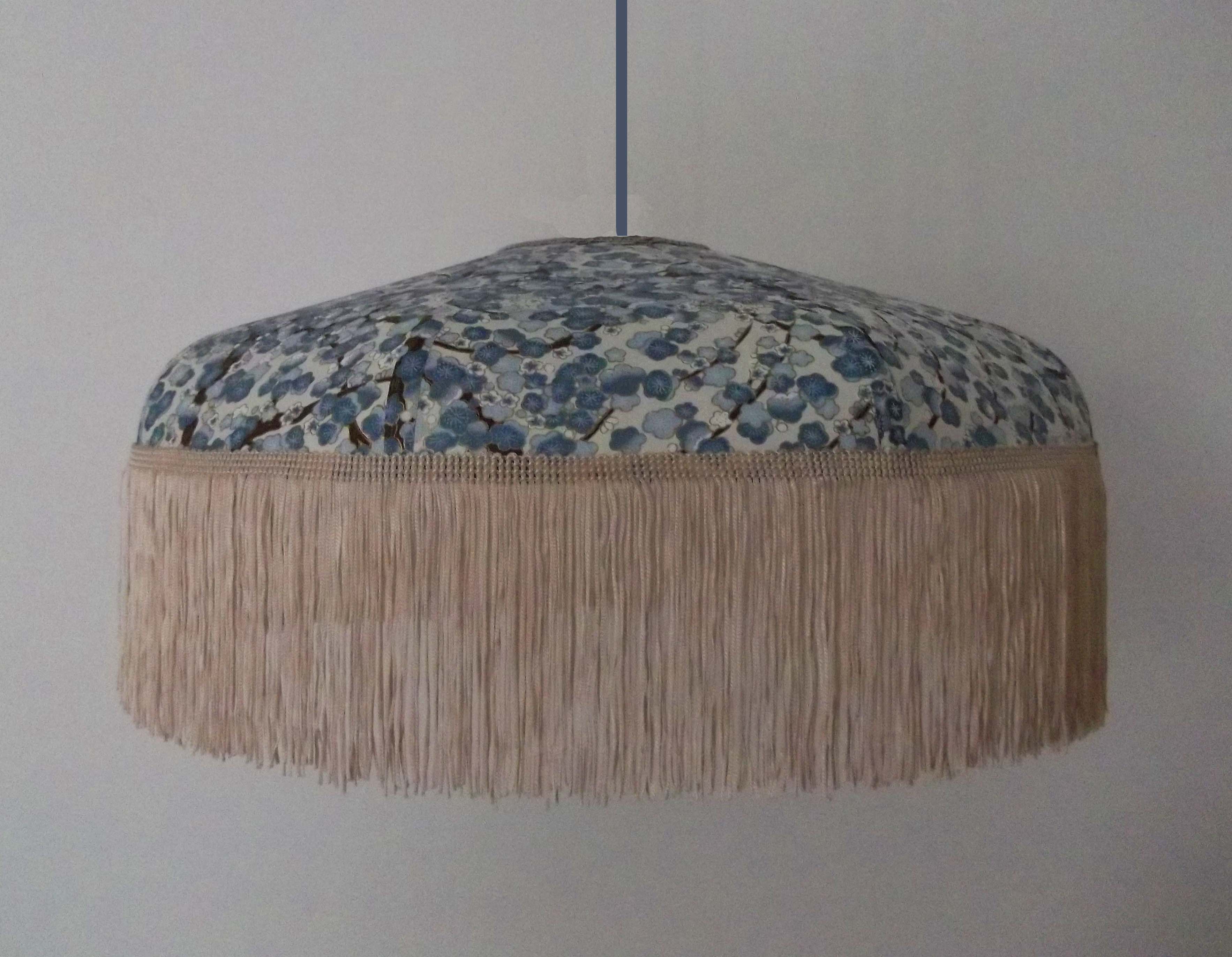 Japanese paper hanging lamp with fringe "Mona"