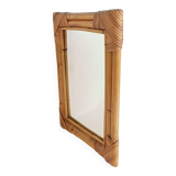 1960s Mid-Century Bamboo & Rattan Mirror in French Riviera Style