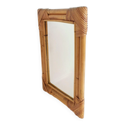 Miroir en bambou et rotin des années 1960 dans le style de la Côte d'Azur