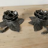 Tin flower candle holder