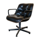 Leather armchair black by Charles Pollock for Knoll International