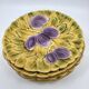 Sarreguemines dessert plates in barbotine with fruit decoration French Vintage